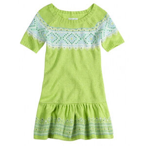 Justice Lime Fair Isle Sweater Tunic Dress NWT